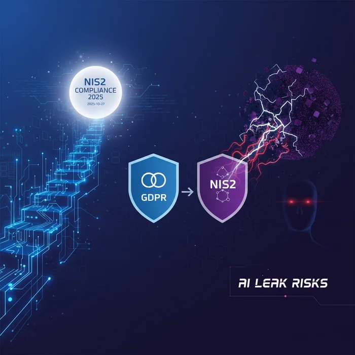 Hero image for NIS2 Compliance 2025: Steps, GDPR vs NIS2, AI Leak Risks (2025-10-27)