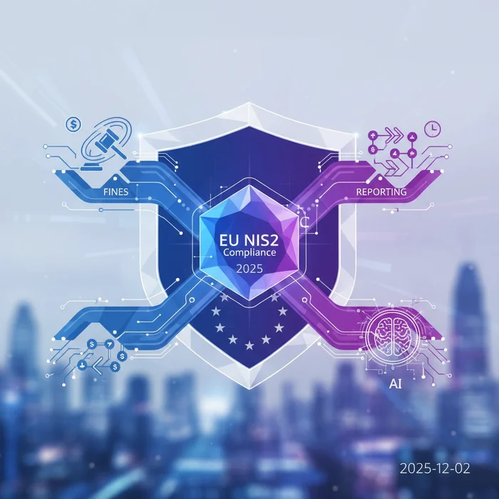 EU NIS2 Compliance 2025 Playbook Fines Reporting: Key visual representation of NIS2, EU, cybersecurity