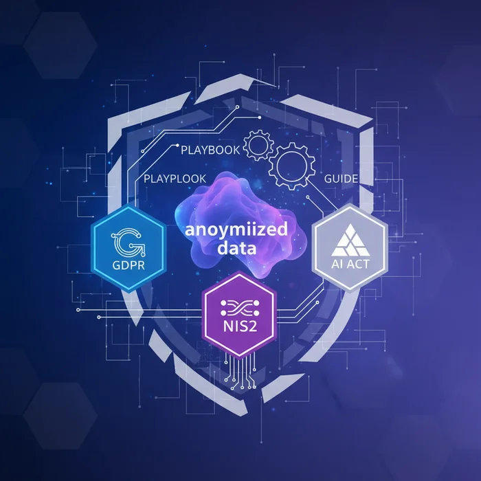 AI Anonymizer Playbook GDPR NIS2  AI Act Guide : Key visual representation of gdpr, nis2, aiact