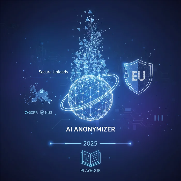 AI Anonymizer  Secure Uploads 2025 EU GDPR  NIS: Key visual representation of gdpr, nis2, eu