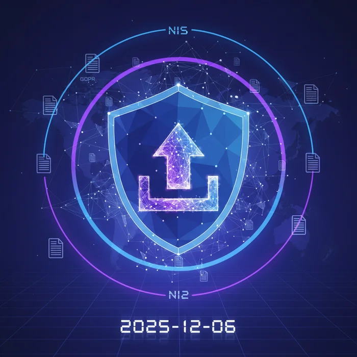 Secure Document Uploads GDPR NIS2 Compliance Gu: Key visual representation of gdpr, nis2, secure uploads