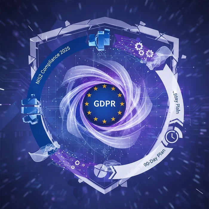 NIS2 Compliance 2025 EU Requirements GDPR Overla: Key visual representation of nis2, gdpr, eu