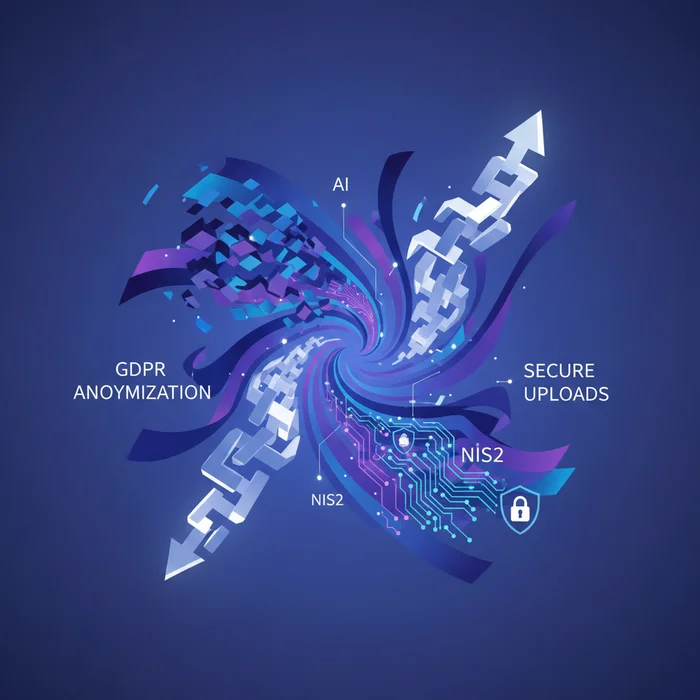 GDPR Anonymization 2025 NIS2 AI Secure Uploads: Key visual representation of gdpr, anonymization, nis2