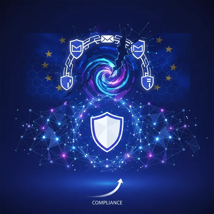 NIS2 Compliance Guide Avoid EU Fines After Email : Key visual representation of NIS2, EU regulation, email security