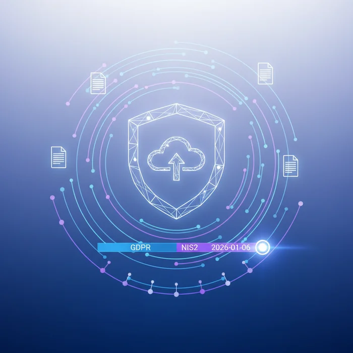 EU Secure Document Upload for GDPR  NIS2 Complian: Key visual representation of gdpr, nis2, eu