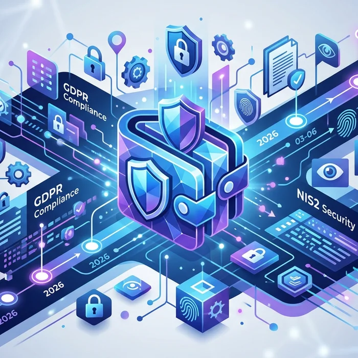 EUDI Wallets eIDAS 20 2026 GDPR  NIS2 Playboo: Key visual representation of eudiwallets, eidas2, gdpr