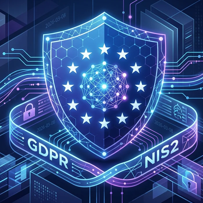 AINative Security in the EU GDPRNIS2 Compliance: Key visual representation of gdpr, nis2, eu compliance