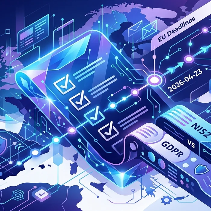 Hero image for 2026 NIS2 Checklist: EU Deadlines, GDPR vs NIS2 – 2026-04-23